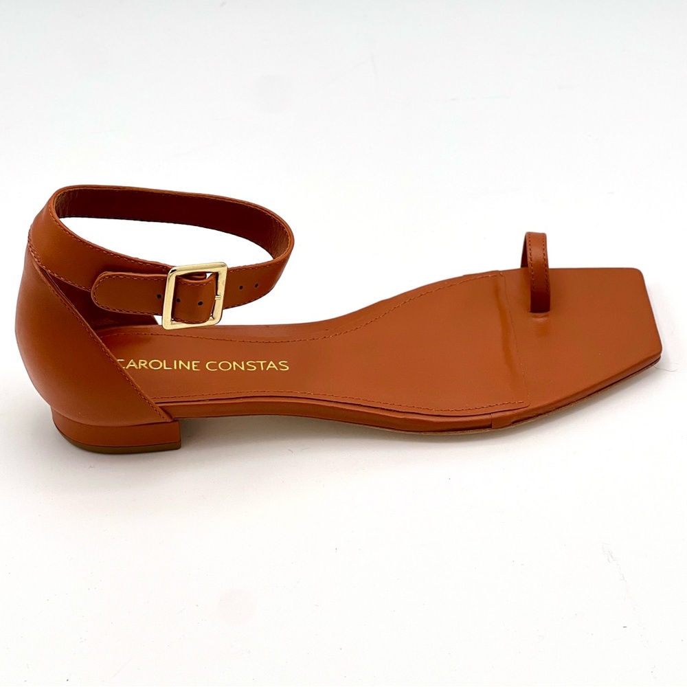 Caroline Constas Jane Flat Sandals in Brown Leather. Size 39.5 and 37